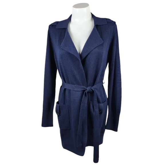 Banana Republic Sweaters - Banana Republic Merino Wool Belted Cardigan  Navy Blue Size XS Classic Luxury